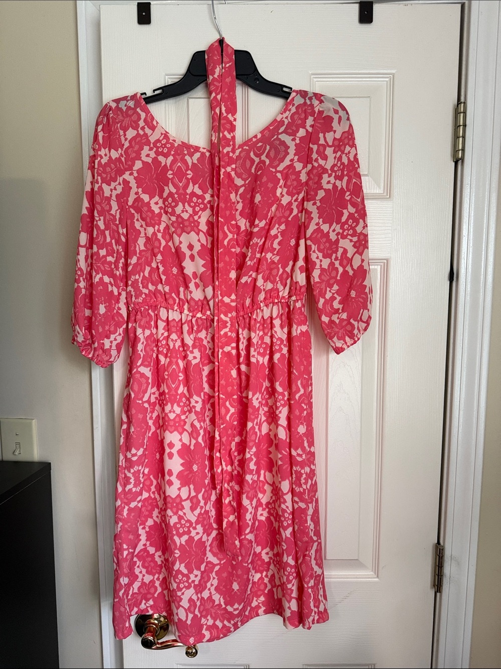 H&M Pink Floral Lace-Effect Midi Dress